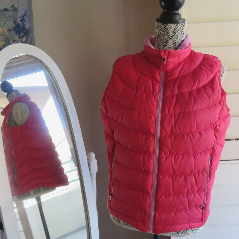 NWT LL Bean Red Azalea Goose Down Puffer Vest XL 18 Outerwear Scrunch Down Girls